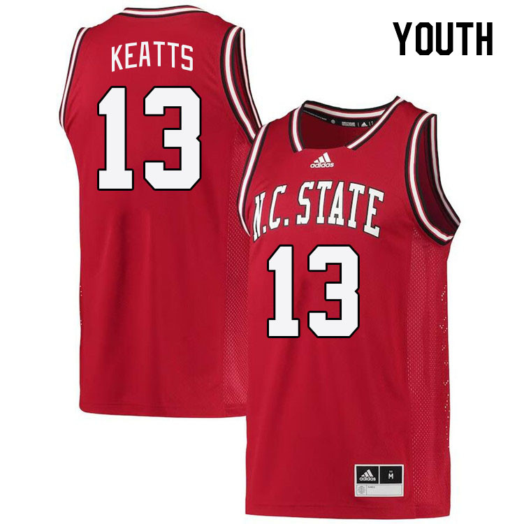 Youth #13 KJ Keatts NC State Wolfpack College Basketball Jerseys Stitched Sale-Retro